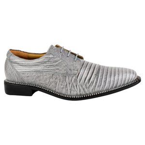 LIBERTYZENO Men's Genuine Leather Ostrich Print Oxford Dress Shoes – Two Tone, Lace Up